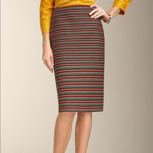 Talbots corded rainbow-striped pencil skirt